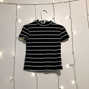 Striped Black Turtleneck Tee